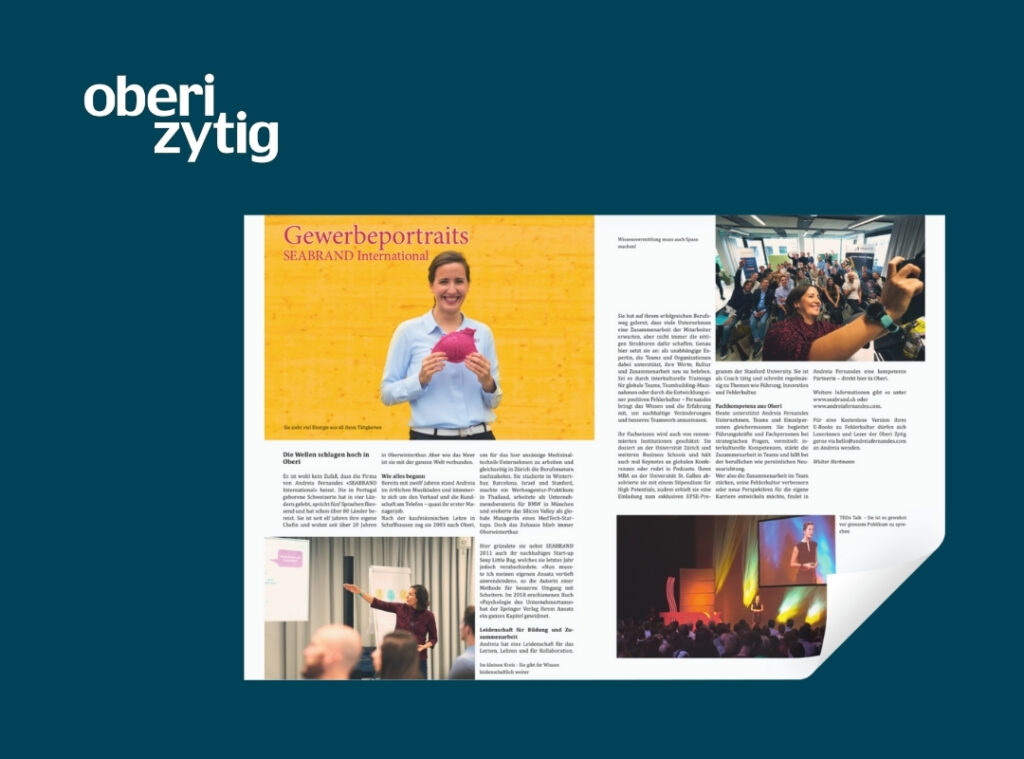 Andreia Fernandes von SEABRAND International GmbH - Mockup des Gewerbeportraits Oberizytig auf dunklem Hintergrund als Teaser für den Blogbeitrag "Von der Unternehmensberaterin zur bewussten Führungskraft"